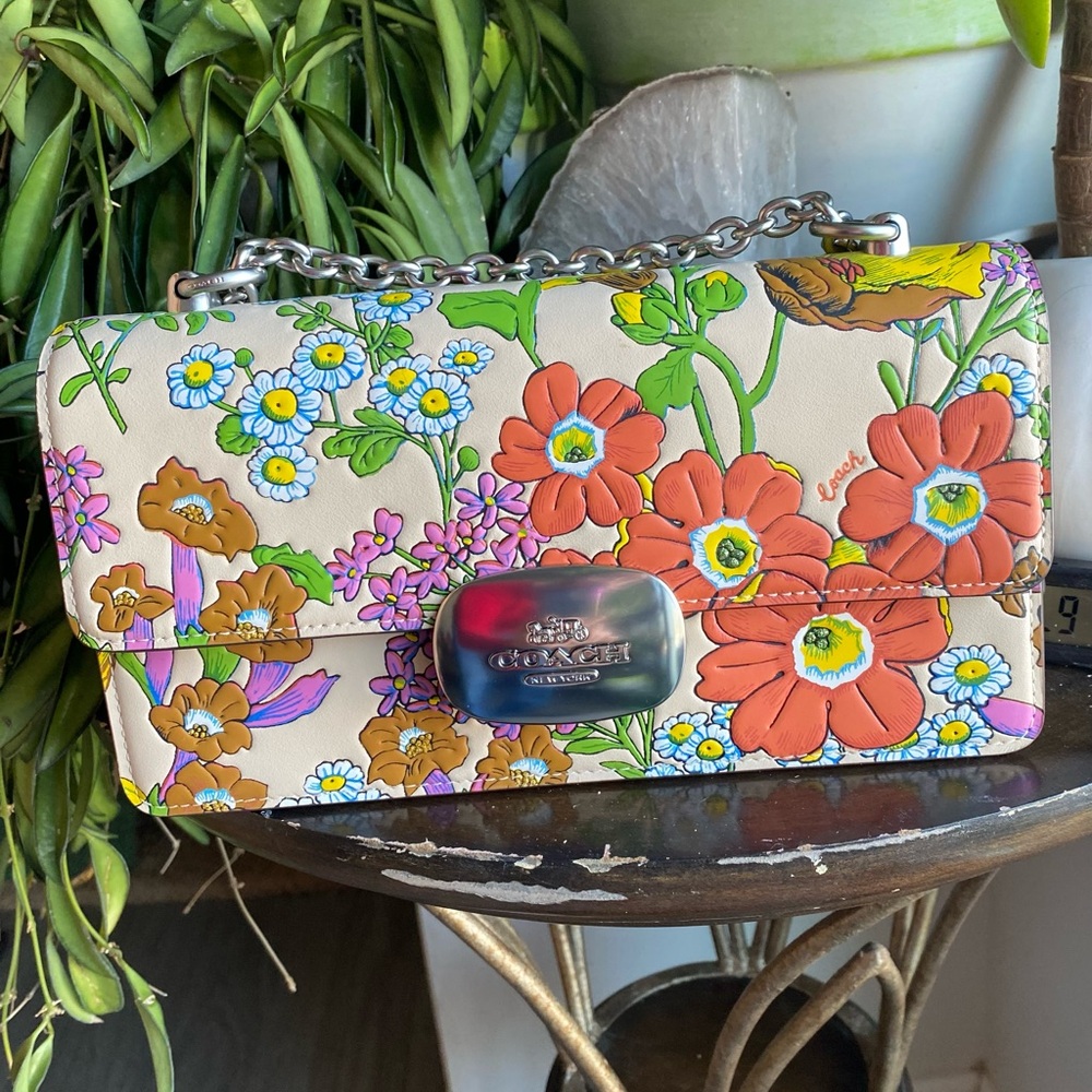 Coach Eliza Flap Crossbody Bag Garden Floral Print Medium 9” NWT